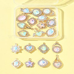 20Pcs 10 Styles Alloy Glass Pendants&nbsp;FIND-FS0003-50