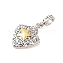 Rack Plating Brass Micro Pave Clear Cubic Zirconia Pendants&nbsp;X-KK-S380-37A-P