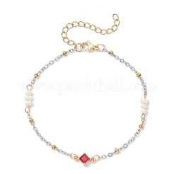 3Pcs Natural Cultured Freshwater Pearl Beads & Glass Beads Link Bracelets&nbsp;BJEW-JB12659