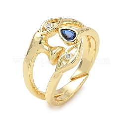 Brass Micro Pave Cubic Zirconia Cuff Open Rings for Women&nbsp;RJEW-L343-11G