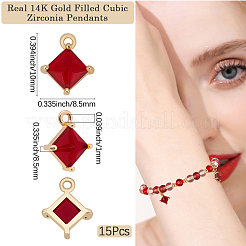 15Pcs Brass Micro Pave Clear Cubic Zirconia Pendants&nbsp;KK-BBC0017-96C