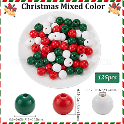 Christmas Theme 5 Strands Spray Painted Natural Wood Beads Strands&nbsp;WOOD-SP0001-02A