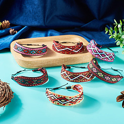 7Pc 7 Style Adjustable Polyester Ethnic Cord Wrap Bracelets&nbsp;BJEW-TAC0036