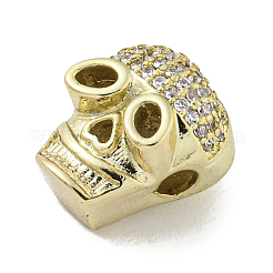 Brass Micro Pave Clear Cubic Zirconia Beads&nbsp;ZIRC-P119-21G-01