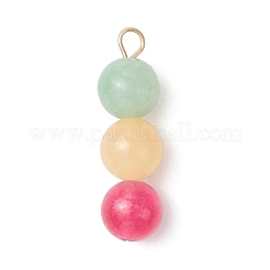 3Pcs 3 Styles Dyed Natural Malaysia Jade & Rose Quartz & Black Onyx(Dyed & Heated) & Labradorite Round Beaded Pendants&nbsp;PALLOY-JF04053-01