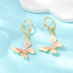 Butterfly Brass Micro Pave Clear Cubic Zirconia Hoop Earrings&nbsp;EJEW-B154-02G