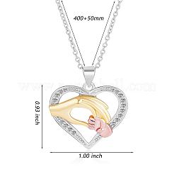 Hand in Hand Love Heart Pendant Necklace Cute Hollow Heart Dangle Necklace Charms Jewelry Gifts for Mom Women Mother's Day Christmas Birthday Anniversary&nbsp;JN1100A