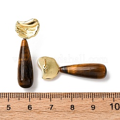 Natural Mixed Stone Teardrop Dangle Stud Earrings&nbsp;EJEW-P320-01G-M