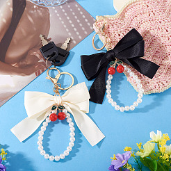 2Pcs 2 Colors Polyester & Alloy & Plastic Keychains&nbsp;KEYC-TA0001-52B