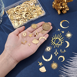 144Pcs 18 Styles Brass Charms & Connector Charms Findings Kits&nbsp;FIND-GA0007-59