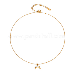 Stainless Steel Micro Pave Cubic Zirconia Moon Pendant Necklaces for Women&nbsp;LI0948-1