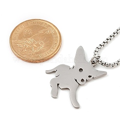 201 Stainless Steel Laser Cut Puppy Dog Pendant Box Chain Necklaces for Women Men&nbsp;NJEW-Q004-01P