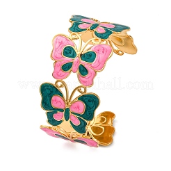 304 Stainless Steel Enamel Cuff Bangles for Women&nbsp;BJEW-P347-01G-A