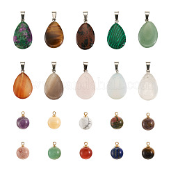 40Pcs 20 Style Natural & Synthetic Gemstone Pendants&nbsp;G-PJ0001-01