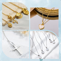 10Pcs 2 Colors 1.4MM Brass Cross/Rolo Chain Necklaces&nbsp;MAK-BBC0001-31
