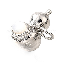 Brass Micro Pave Cubic Zirconia Shell Pendants&nbsp;KK-D356-17P