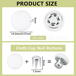 24 Bags Flat Round Cloth Cap Nail Buttons&nbsp;BUTT-BC0001-21C
