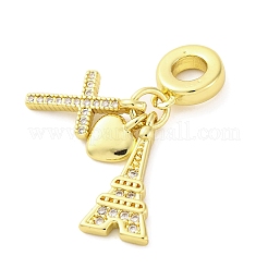 Brass Micro Pave Cubic Zirconia Pendants&nbsp;KK-D325-17G