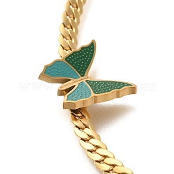 Ion Plating(IP) 304 Stainless Steel Enamel Butterfly Link Anklets&nbsp;AJEW-H152-01G
