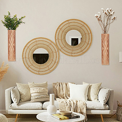 Bohemian Pine Wood Rectangle Wall Mounted Vase&nbsp;HJEW-WH0001-39
