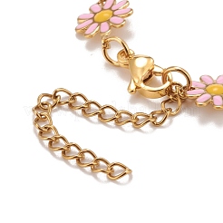 Enamel Daisy Link Chain Necklace&nbsp;NJEW-P220-01G-03