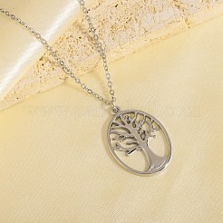304 Stainless Steel Tree of Life Pendant Necklaces for Women&nbsp;WGC5BD4-02