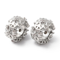 Brass Micro Pave Cubic Zirconia Rondelle European Beads&nbsp;KK-P234-36P