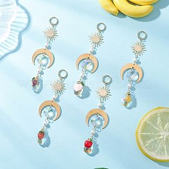 Glass Teardrop & Alloy Enamel Fruits Hanging Suncatchers&nbsp;HJEW-JM04490