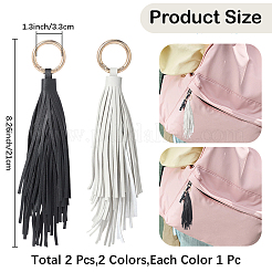 2Pcs 2 Colors PU Leather Tassel Pendan Keychains&nbsp;FIND-CL0001-88C