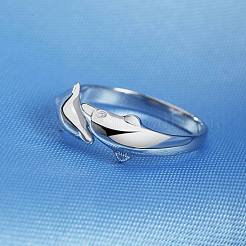 Simple Fashion Style Brass Dolphin Lover Cuff Rings&nbsp;RJEW-EE0002-003P-B