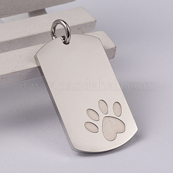 Rectangle with Paw Print 304 Stainless Steel Pendants&nbsp;STAS-I060-15
