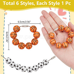 Sport Ball Wood Beaded Keychain for Women Men&nbsp;HJEW-NB00182