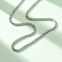 3MM 304 Stainless Steel Rhinestone Cup Chain Necklaces for Women&nbsp;NJEW-G175-01P-02
