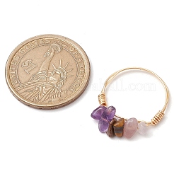 Natural Gemstone Chips Finger Rings&nbsp;RJEW-JR00800