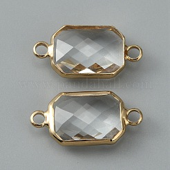 Glass Connector Charms&nbsp;GLAA-WH0036-16K