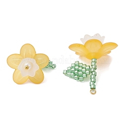 7Pcs Glass Seed Beaded Flower Pendants&nbsp;PALLOY-MZ01009