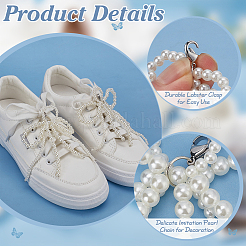 2 Pairs 2 Styles Bowknot Plastic Imitation Pearl Shoe Charms&nbsp;DIY-FG0006-80