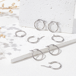 20 Pairs 201 Stainless Steel Hoop Earrings&nbsp;STAS-UN0022-38