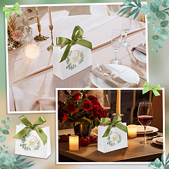 80Pcs Gold Stamping Thank You Paper Gift Bags with Olive Drab Polyester Ribbon&nbsp;CON-WA0001-05