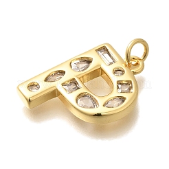 Brass Micro Pave Clear Cubic Zirconia Pendants&nbsp;KK-G521-01G-P