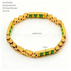 304 Stainless Steel & Plastic Beads Rectangle Link Chain Bracelets for Men&nbsp;WGDA73D-01