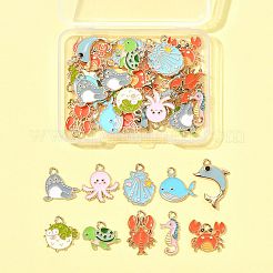 40Pcs 10 Styles Marine Animals Alloy Enamel Pendants&nbsp;ENAM-FS0003-31