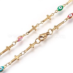 304 Stainless Steel Rosary Bead Necklaces&nbsp;NJEW-E133-05G