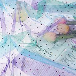 Tie Dye Silver Star Polyester Mesh Tulle Fabric&nbsp;DIY-WH0410-84