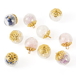 10 Pcs Natural Citrine & Amethyst & Rose Quartz & White Jade & Lapis Lazuli Pendants&nbsp;PALLOY-TA00205