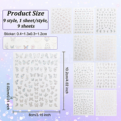 9 Sheets 9 Colors Laser Silver Nail Decals Stickers&nbsp;MRMJ-OC0003-63