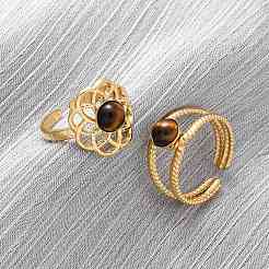 304 Stainless Steel Adjustable Open Cuff Rings&nbsp;RJEW-A071-02A-G