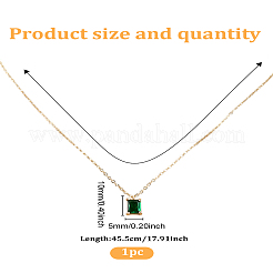 1Pc Rectangle Brass Micro Pave Cubic Zirconia Pendant Necklaces for Women&nbsp;NJEW-LP0003-86