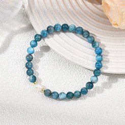 Natural Apatite & Cultured Freshwater Pearl Round Beaded Stretch Bracelets for Women&nbsp;BJEW-JB13781-01