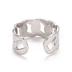Non-Tarnish 304 Stainless Steel Curb Chain Open Cuff Ring for Women&nbsp;RJEW-A005-32P